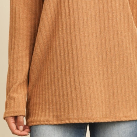 Cowl NECK POPCORN fabric lightweight knit  SWEATER- CAMEL color , NEW! - Picture 6 of 12